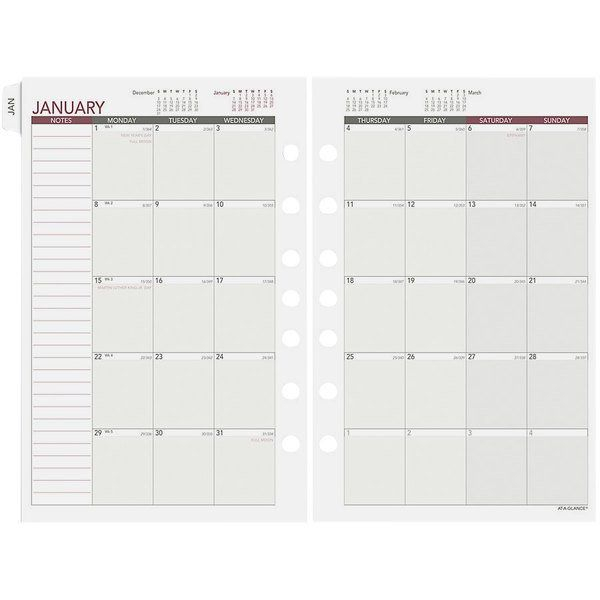 Day Runner 061685y 5 1/2" X 8 1/2" Monthly Planning Pages