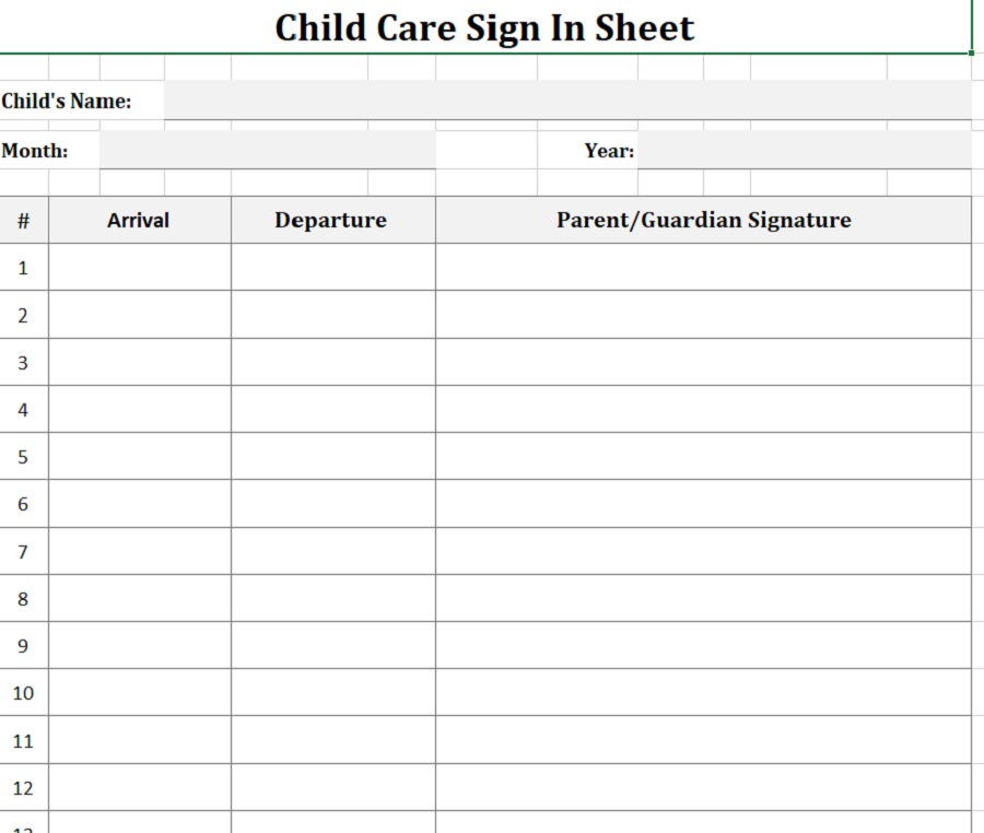 Daycare Sign In Sheet » Exceltemplate In 2020 | Sign