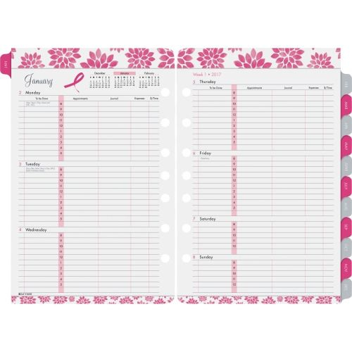 daytimer&#039;s inc day timer pink ribbon 2 page per week