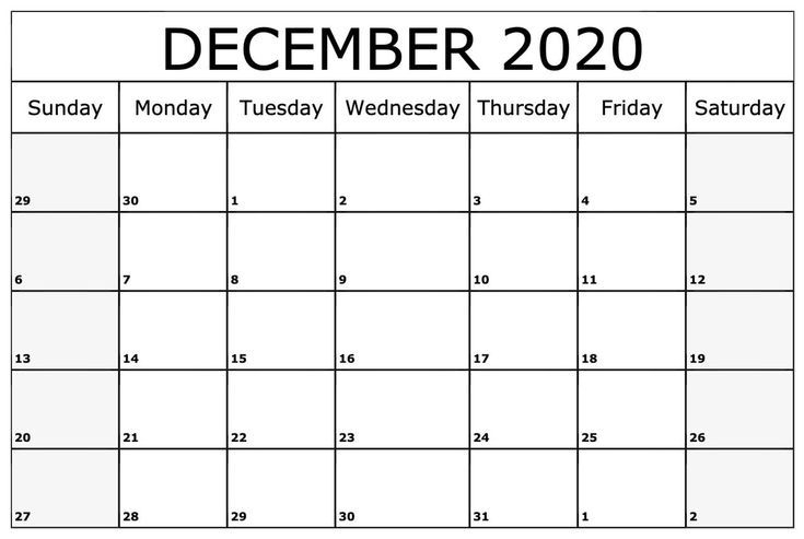 December Calendar 2020 | Editable Calendar, Free Printable