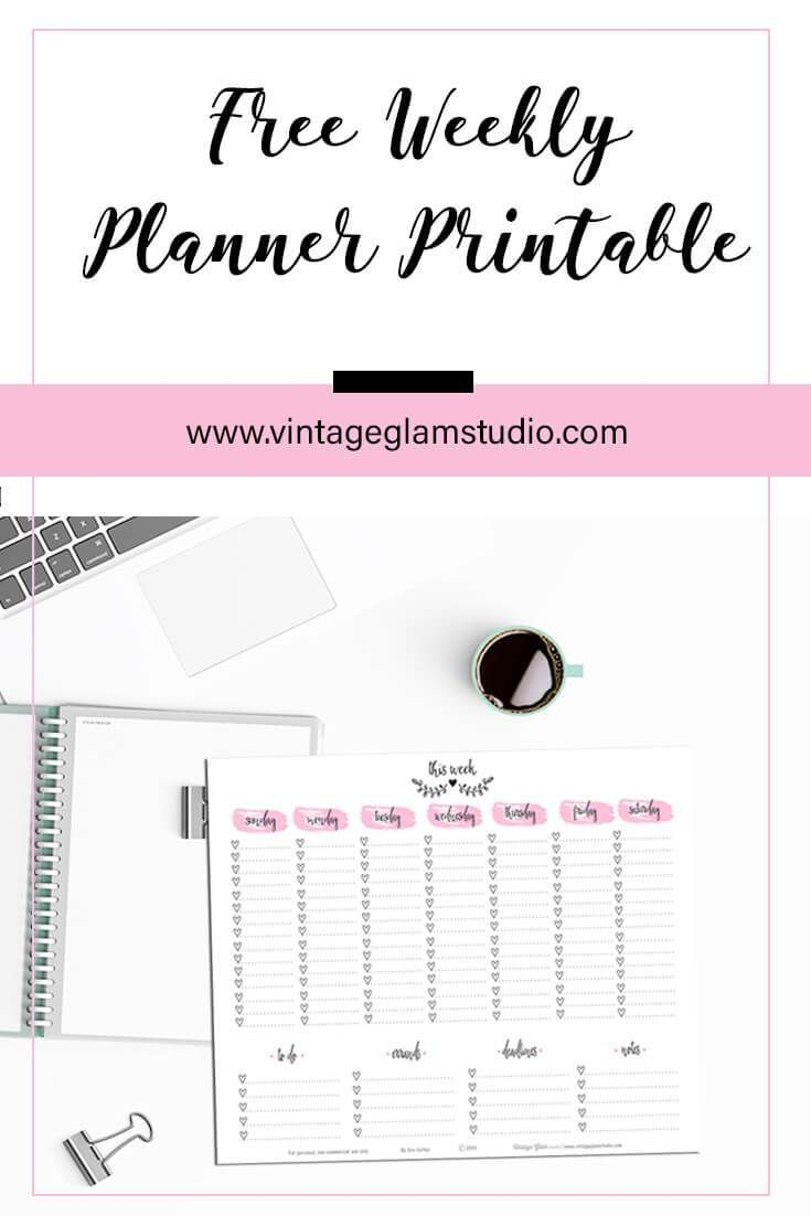 doodled week at a glance planner printable | at a glance