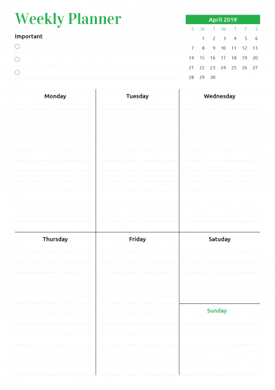 Download Printable Week At A Glance Planner With Calendar