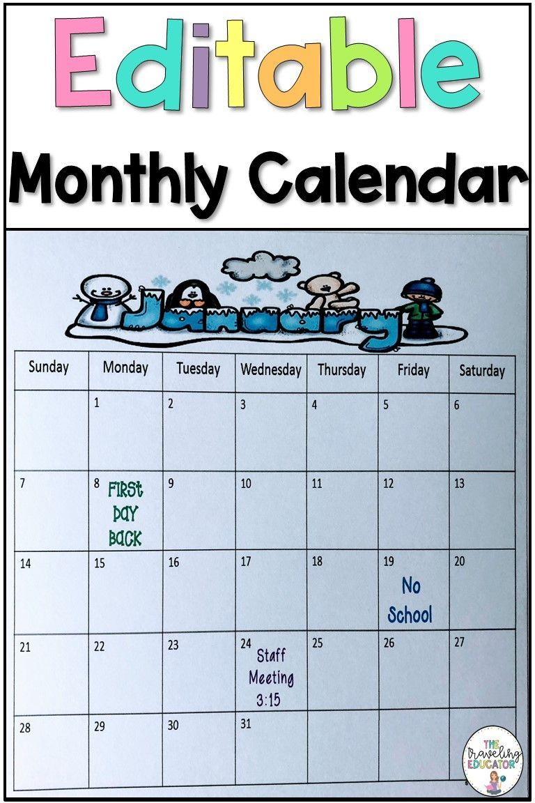 editable monthly calendar templates | monthly calendar
