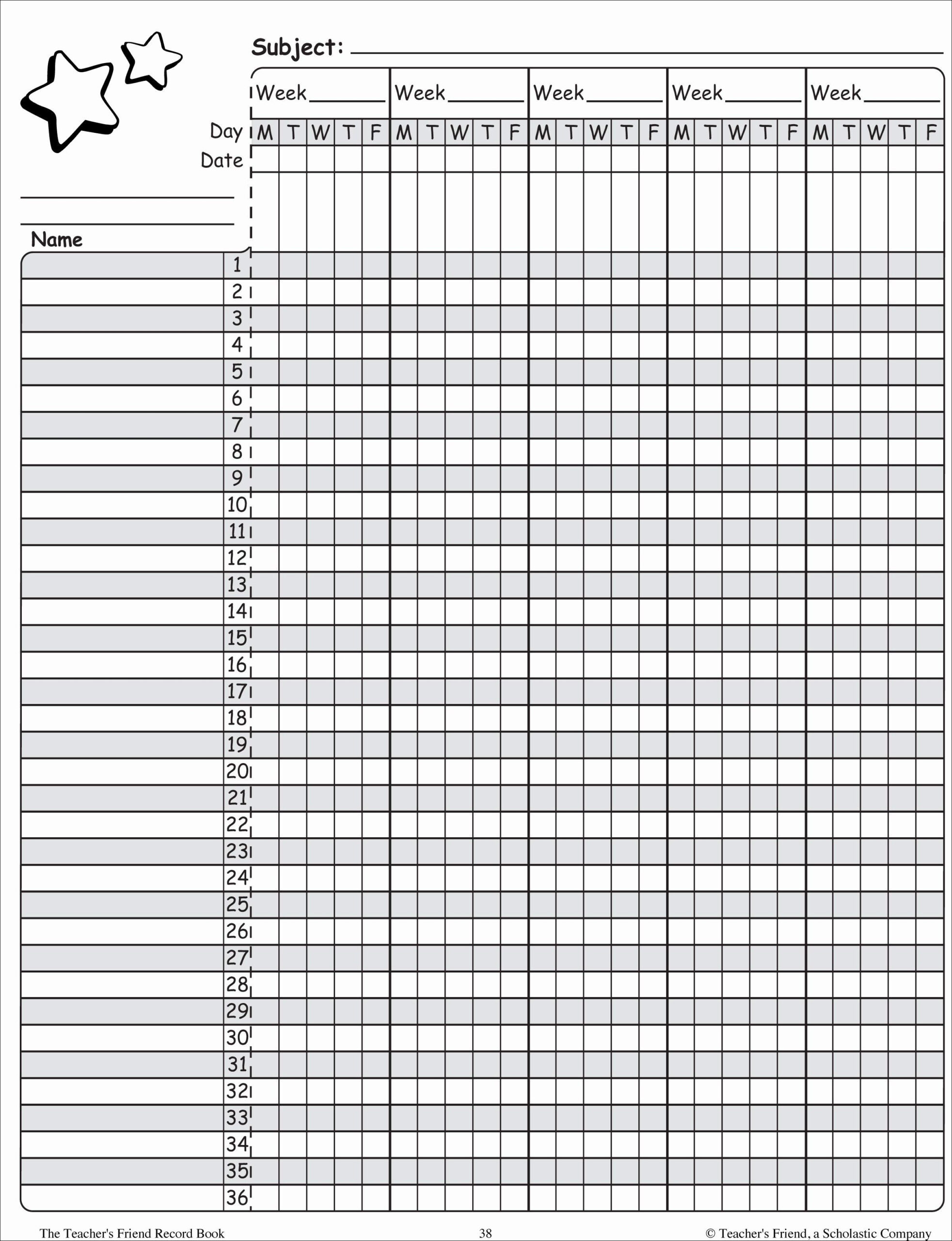 Elementary Class List Template | Monthly Planning Pages A