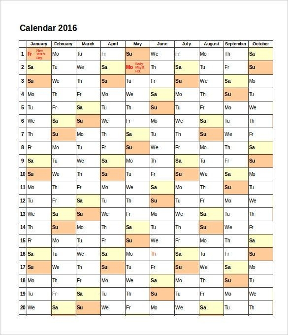 Excel Calendar Schedule Template 15 Free Word, Excel