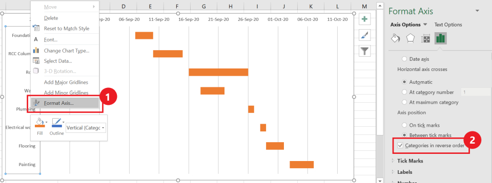 Excel Gantt Chart Format Task Order