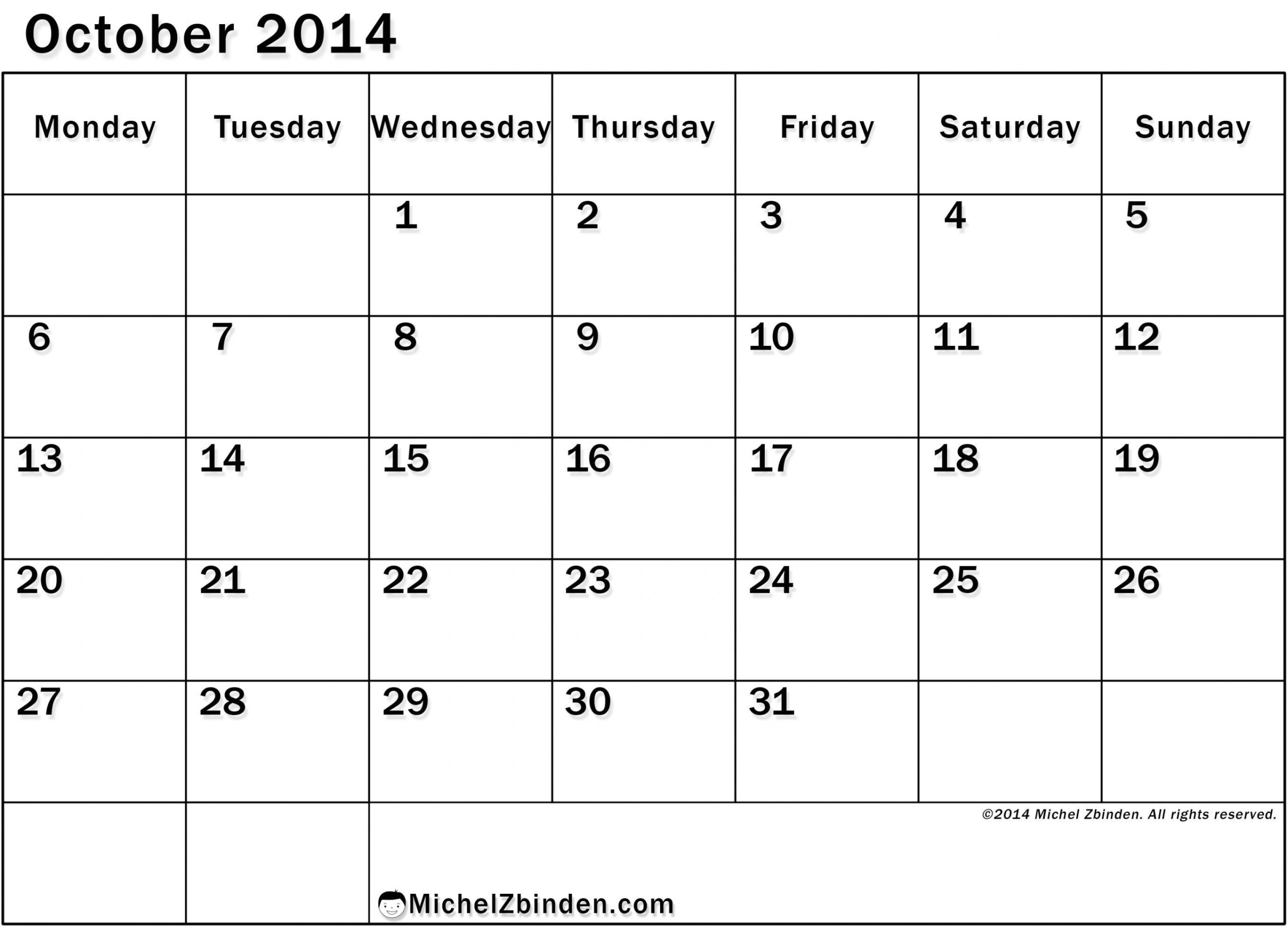 Extraordinary Blank Calendar Large Squares | Calendario