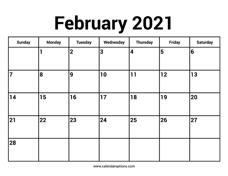 february 2021 calendars calendar options