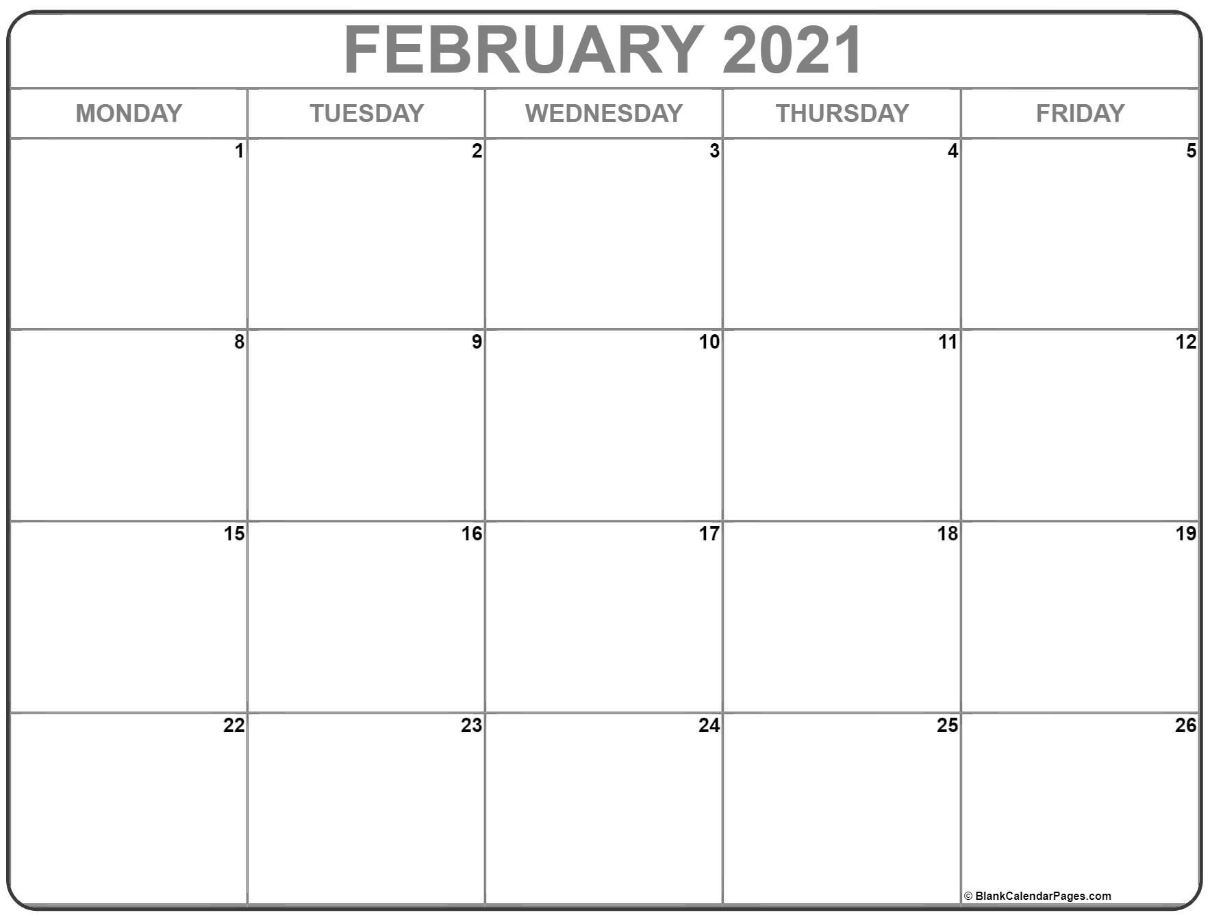 february 2021 monday calendar | monday to sunday