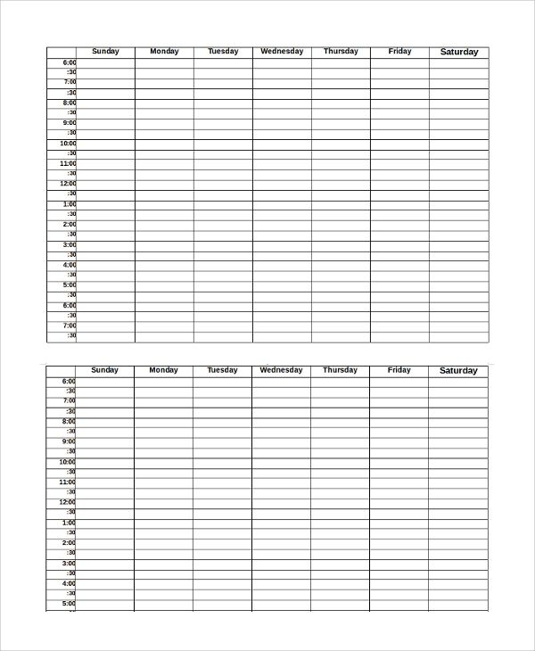 free 10 printable weekly calendar samples in pdf | ms
