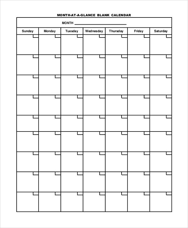 free 13 sample blank monthly calendar templates in pdf