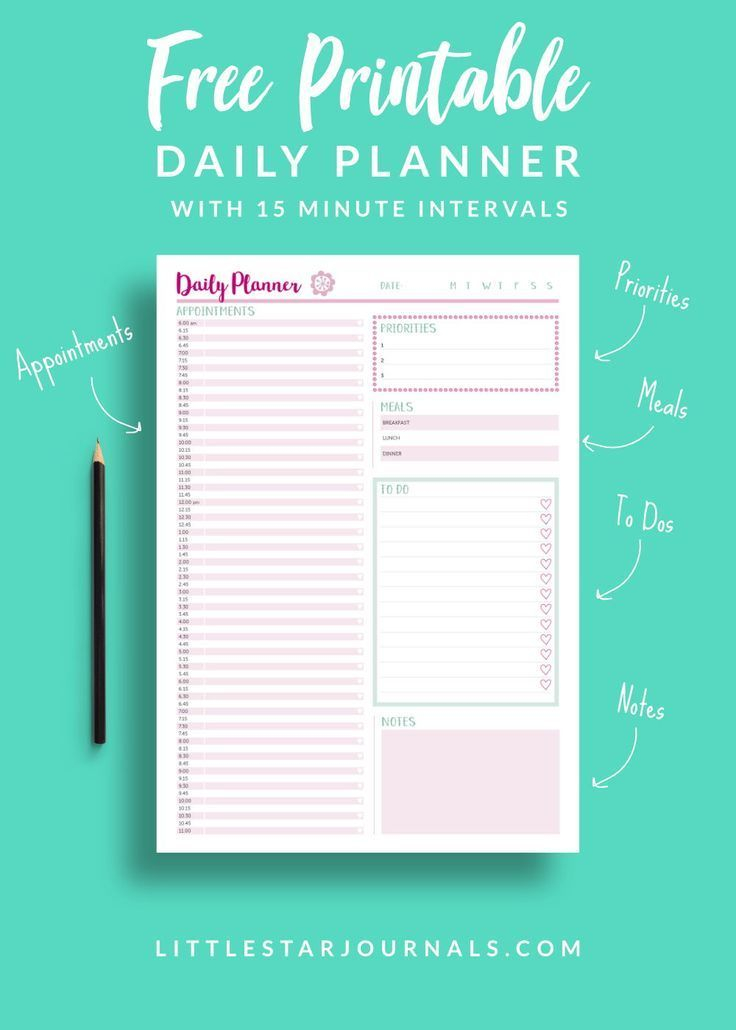 Free 15 Minute Daily Planner Printable Little Star