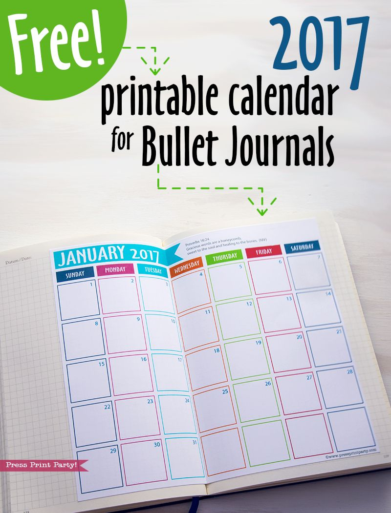 free 2017 calendar printable for bullet journals press