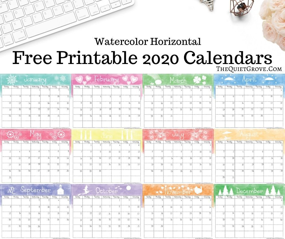 free 2020 printable calendars (watercolor design) ⋆ the