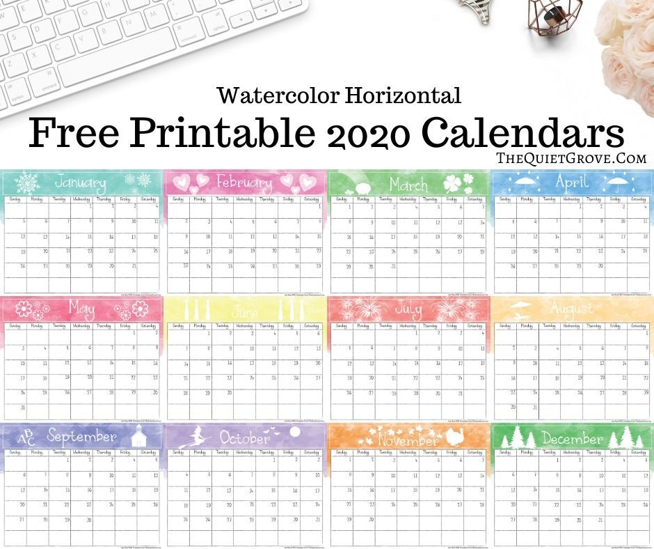 Free 2020 Printable Calendars (watercolor Design) ⋆ The