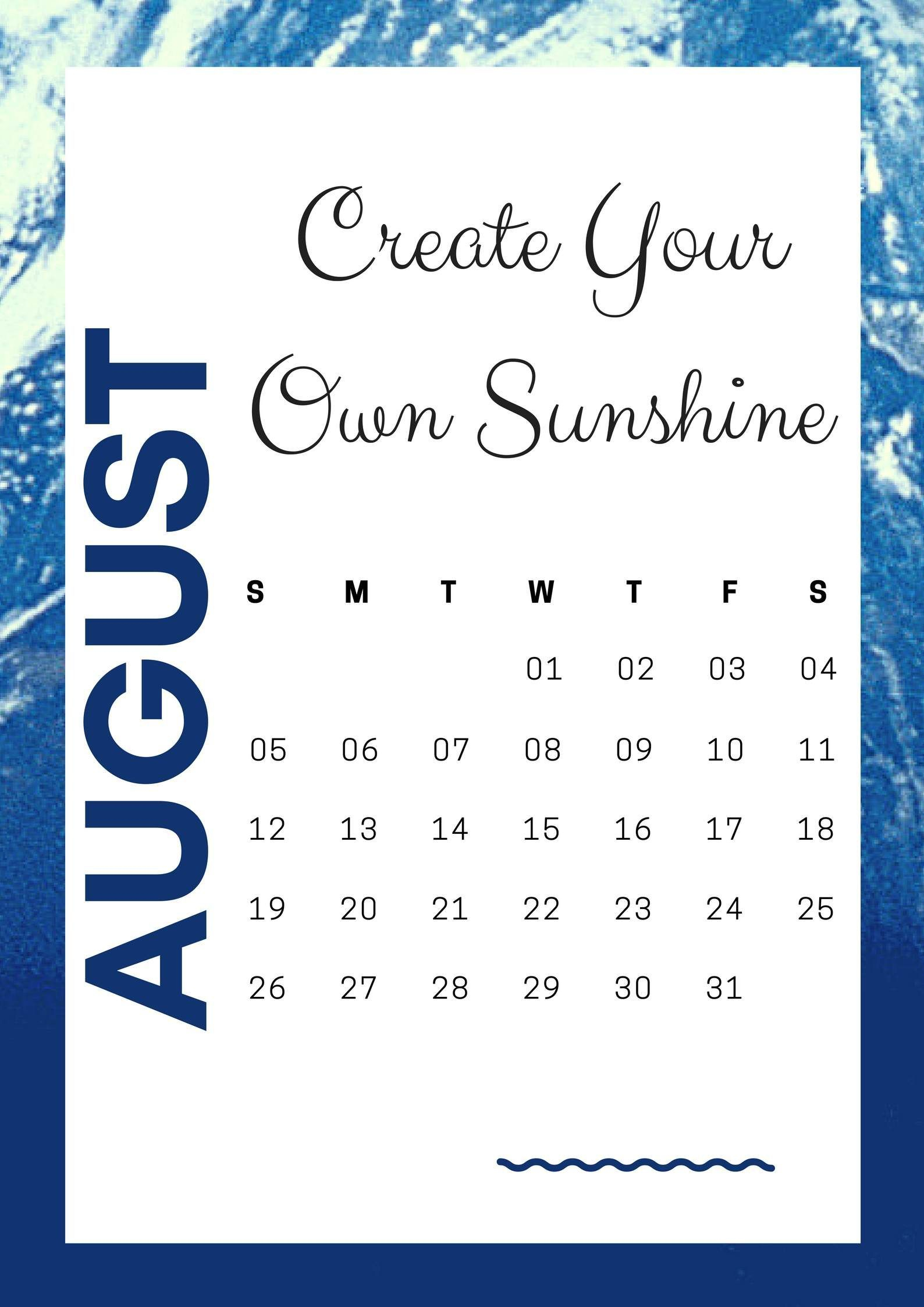 Free August 2018 Inspirational Calendar | Inspirational