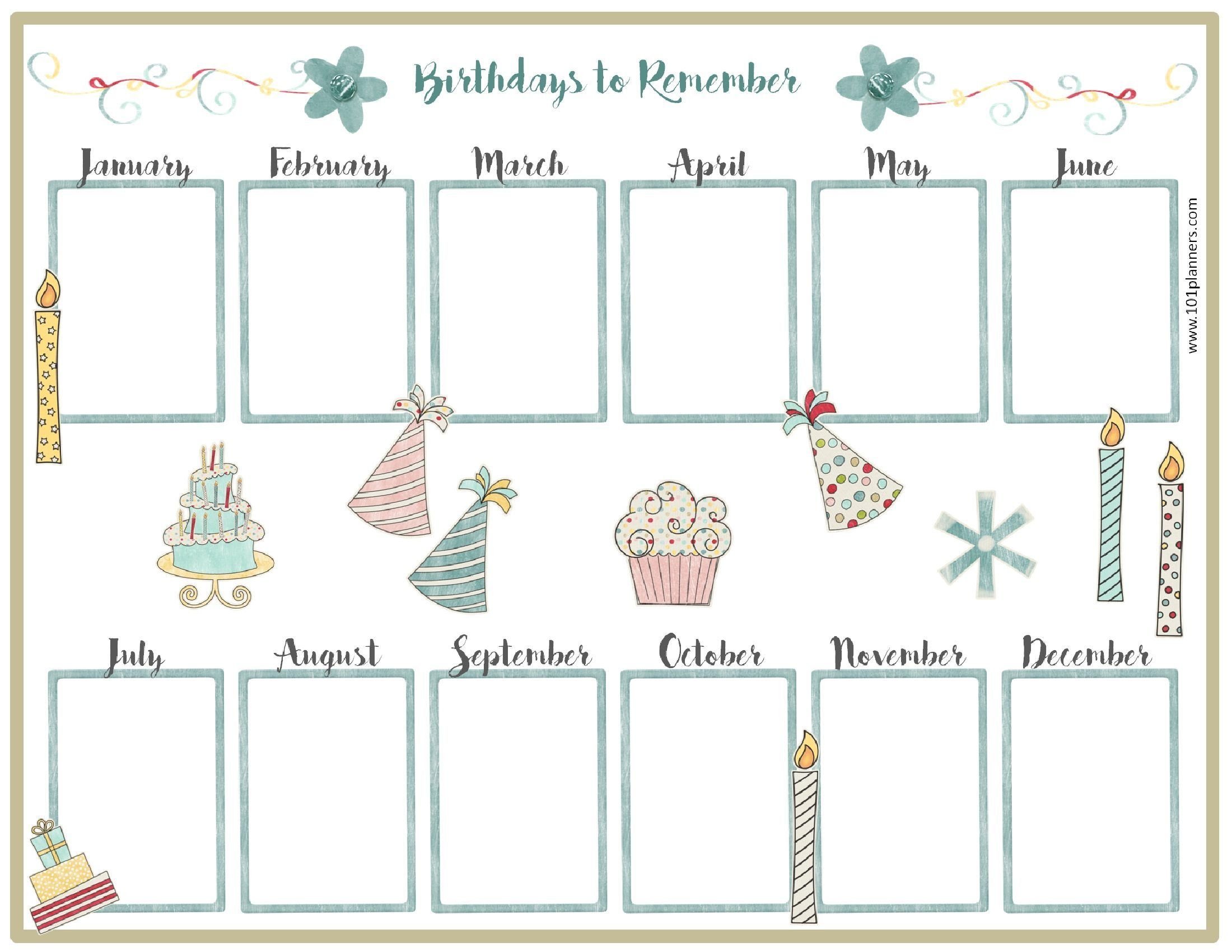 Free Birthday Calendar That Is Customizable | Birthday