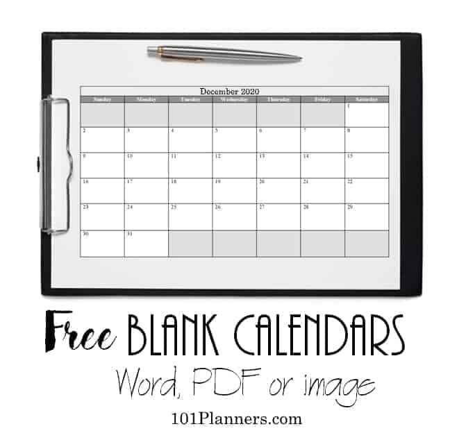 Free Blank Calendar Templates | Word, Excel, Pdf For Any Month