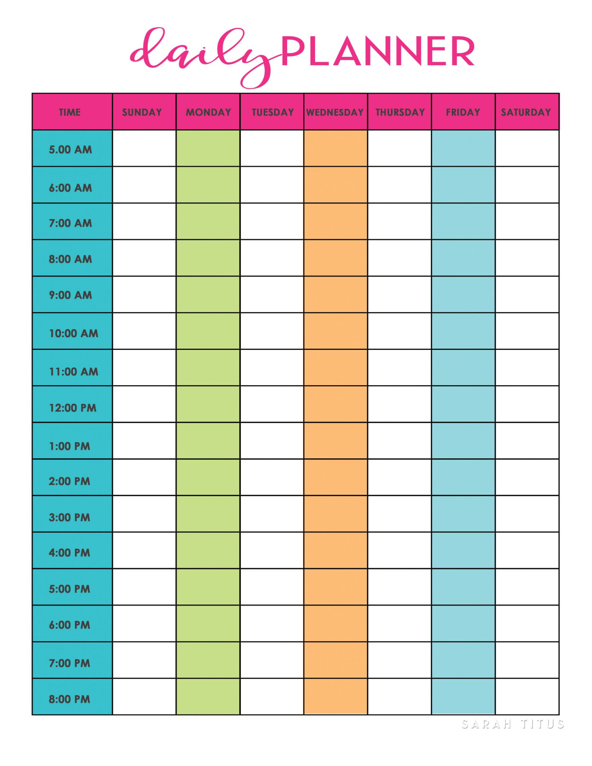 free daily planner printable sarah titus | from homeless