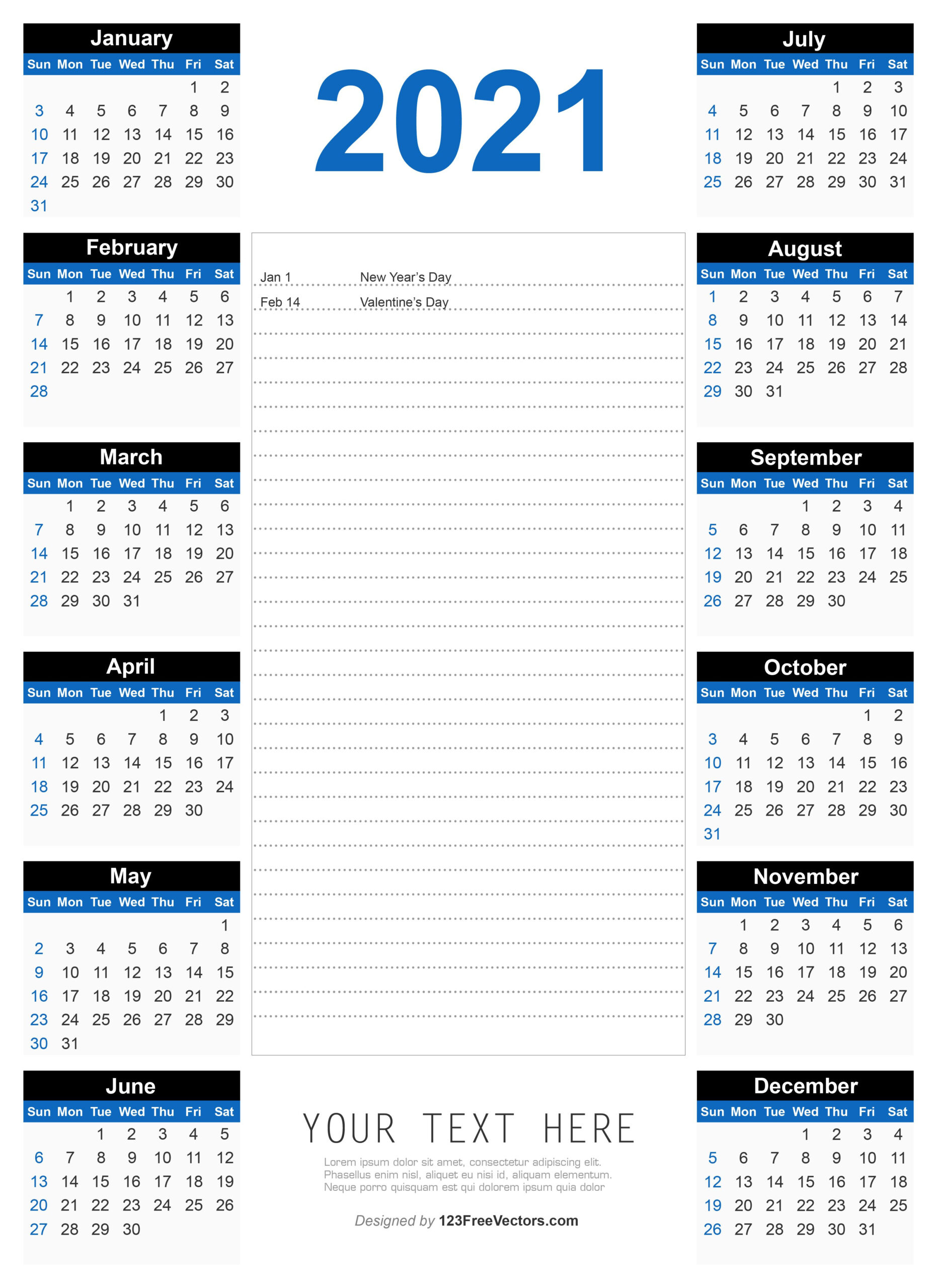 Free Free 2021 Printable Calendar