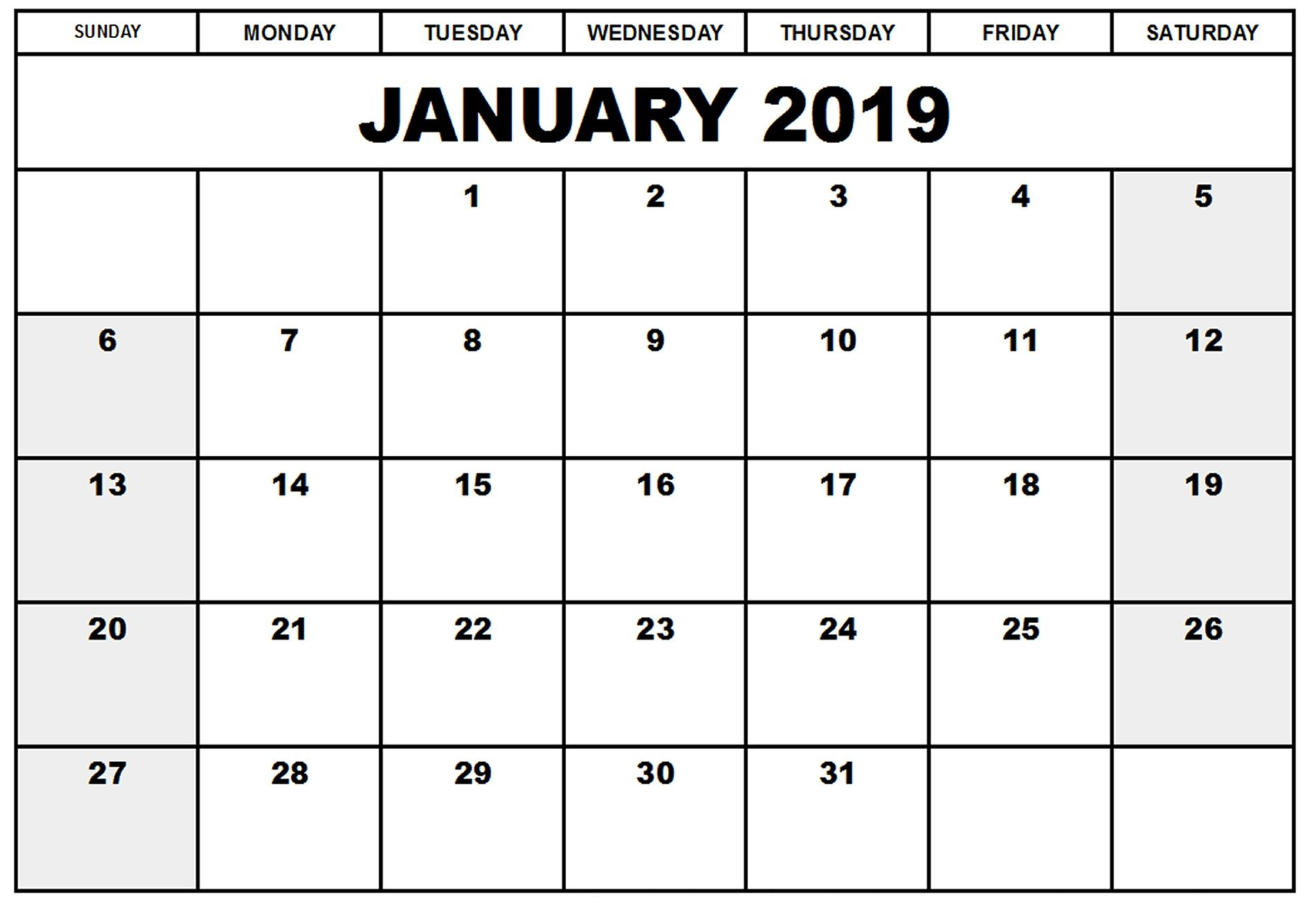 free january 2019 printable calendar templates calendar