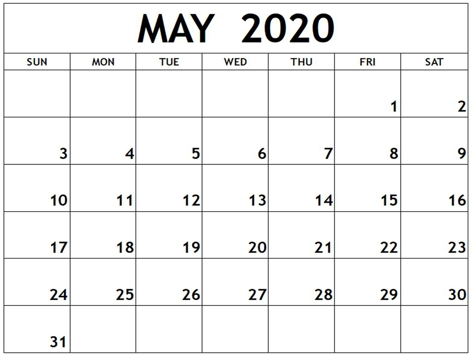 free may 2020 printable calendar in pdf word excel with