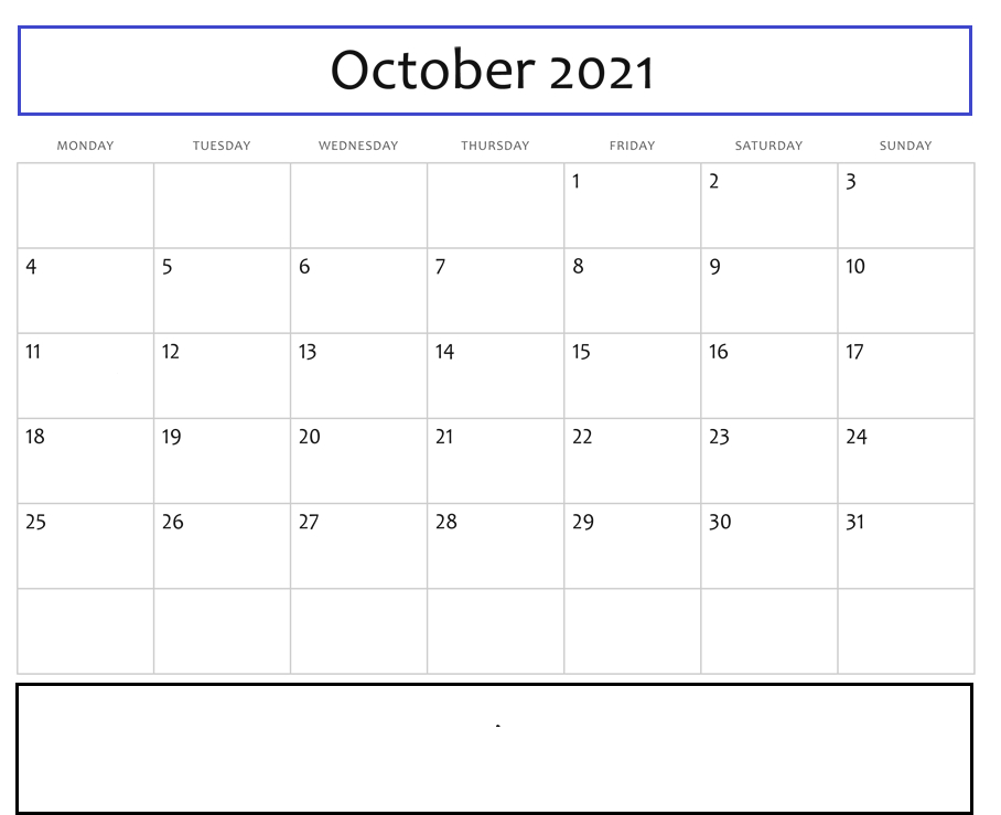 Free October 2021 Printable Calendar In Pdf Format