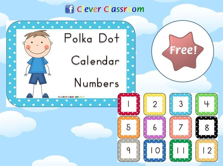 free polka dot calendar numbers 3 pages | classroom