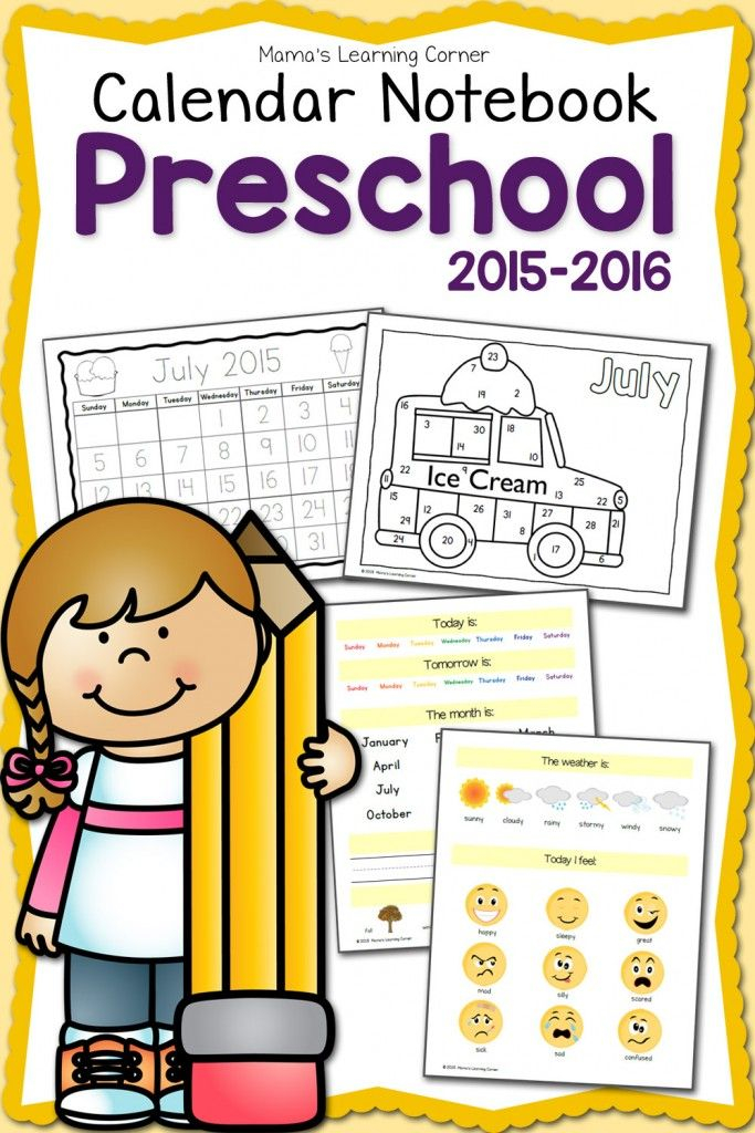free preschool calendar notebook for 2015 16 | free