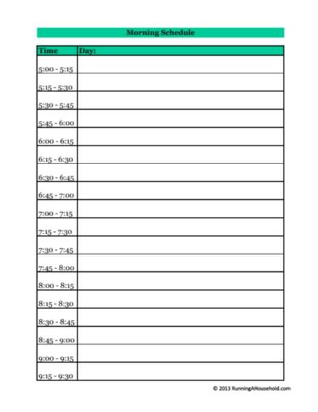 Free Printable 15 Minute Increments Archives Running A