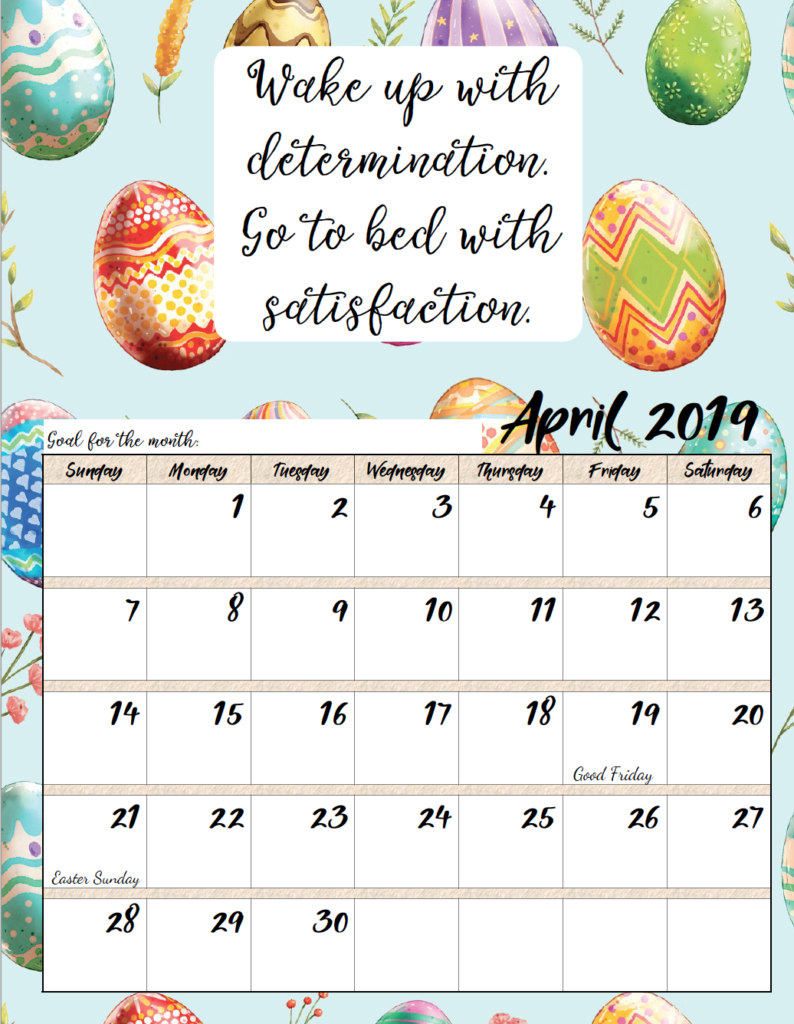 Free Printable 2019 Monthly Motivational Calendars