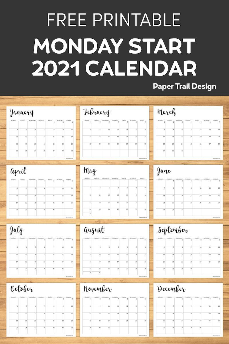 free printable 2021 calendar monday start | paper trail