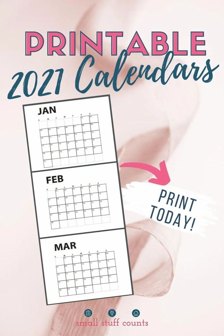 Free Printable 2021 Monthly Calendars (sunday & Monday