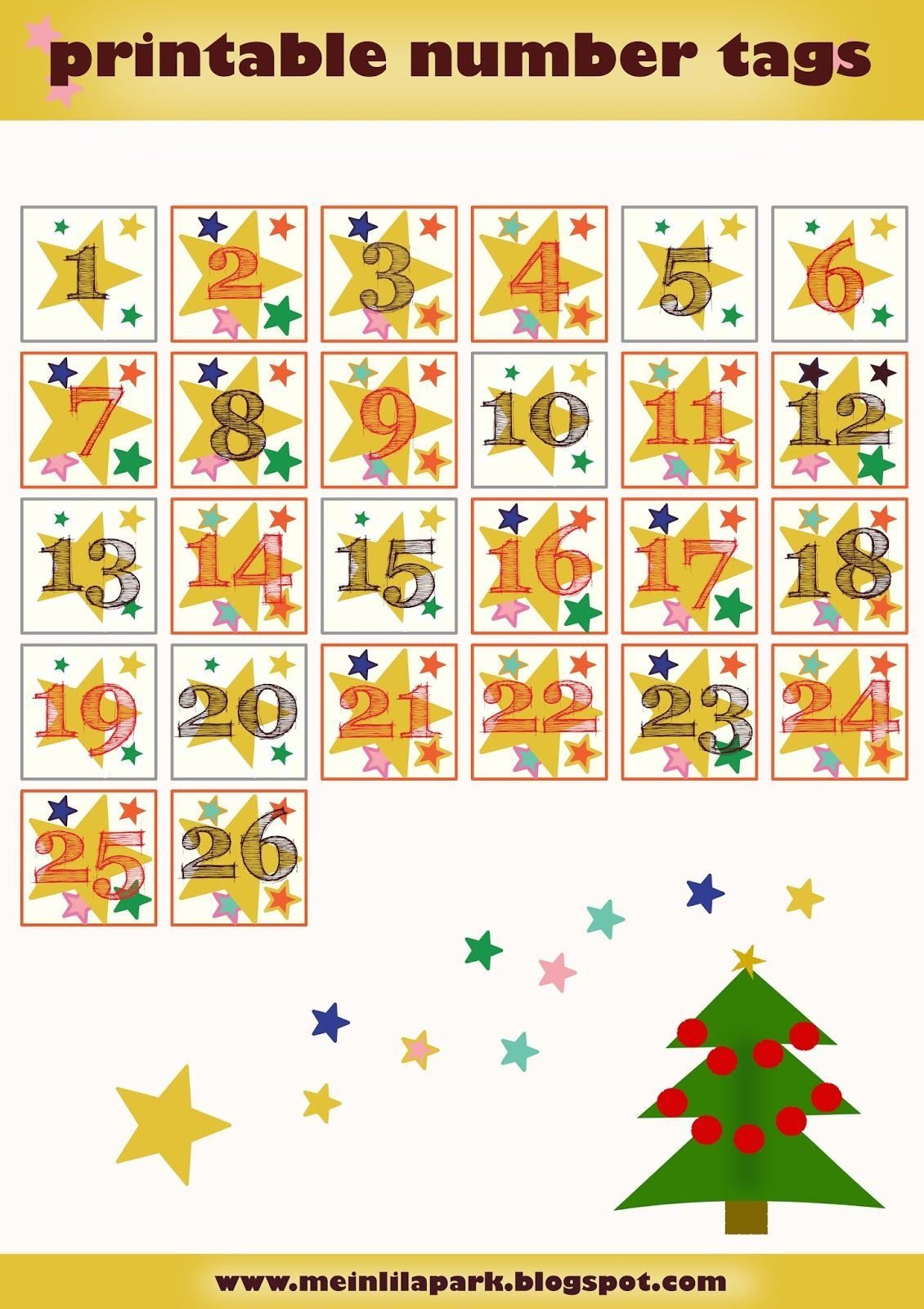 Free Printable Advent Calendar Numbers Zahlen Für