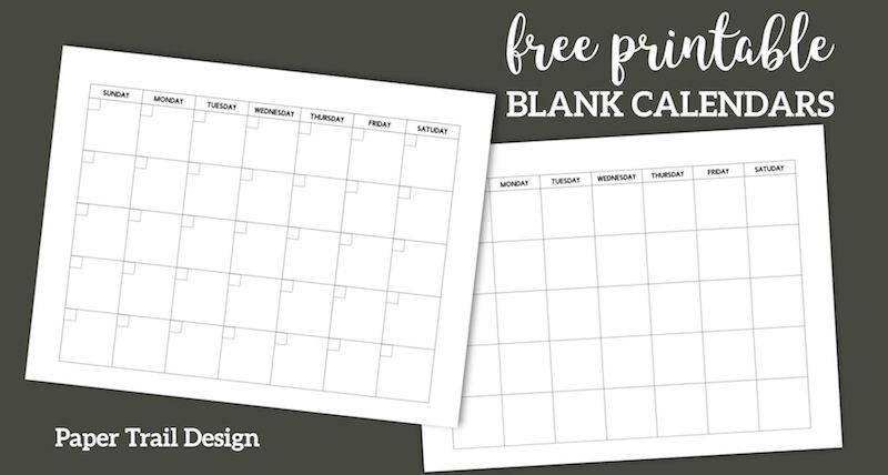 Free Printable Blank Calendar Template | Paper Trail Design