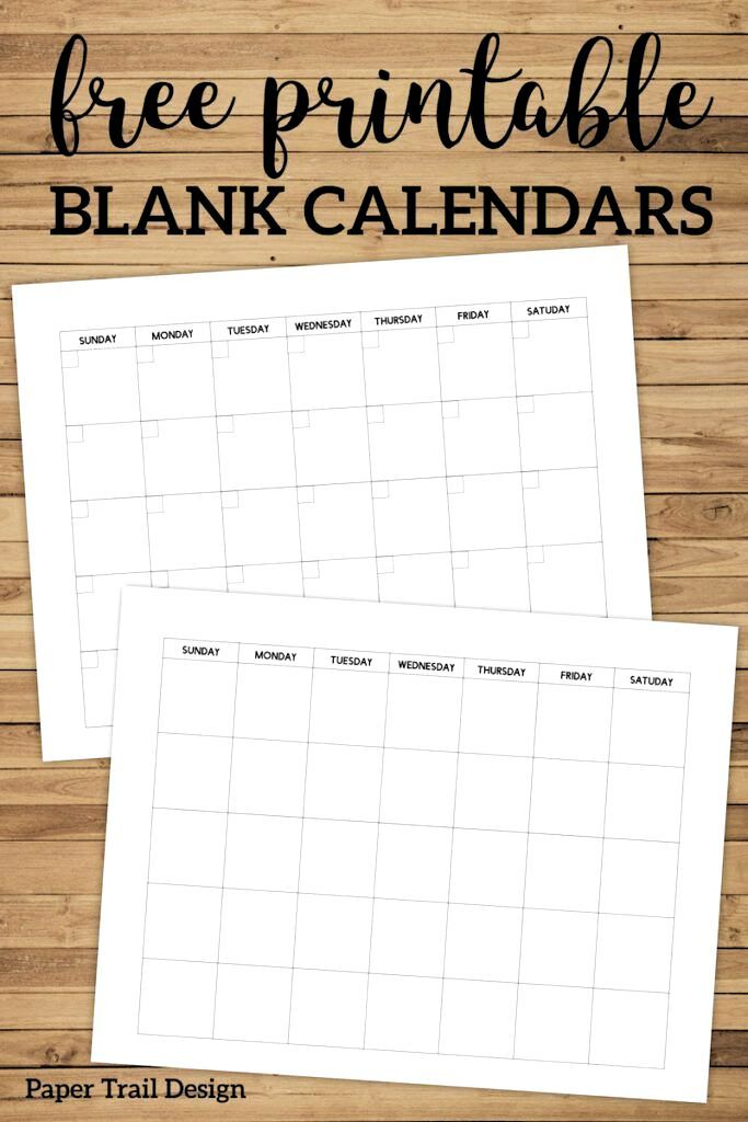 Free Printable Blank Calendar Template Simple Planning