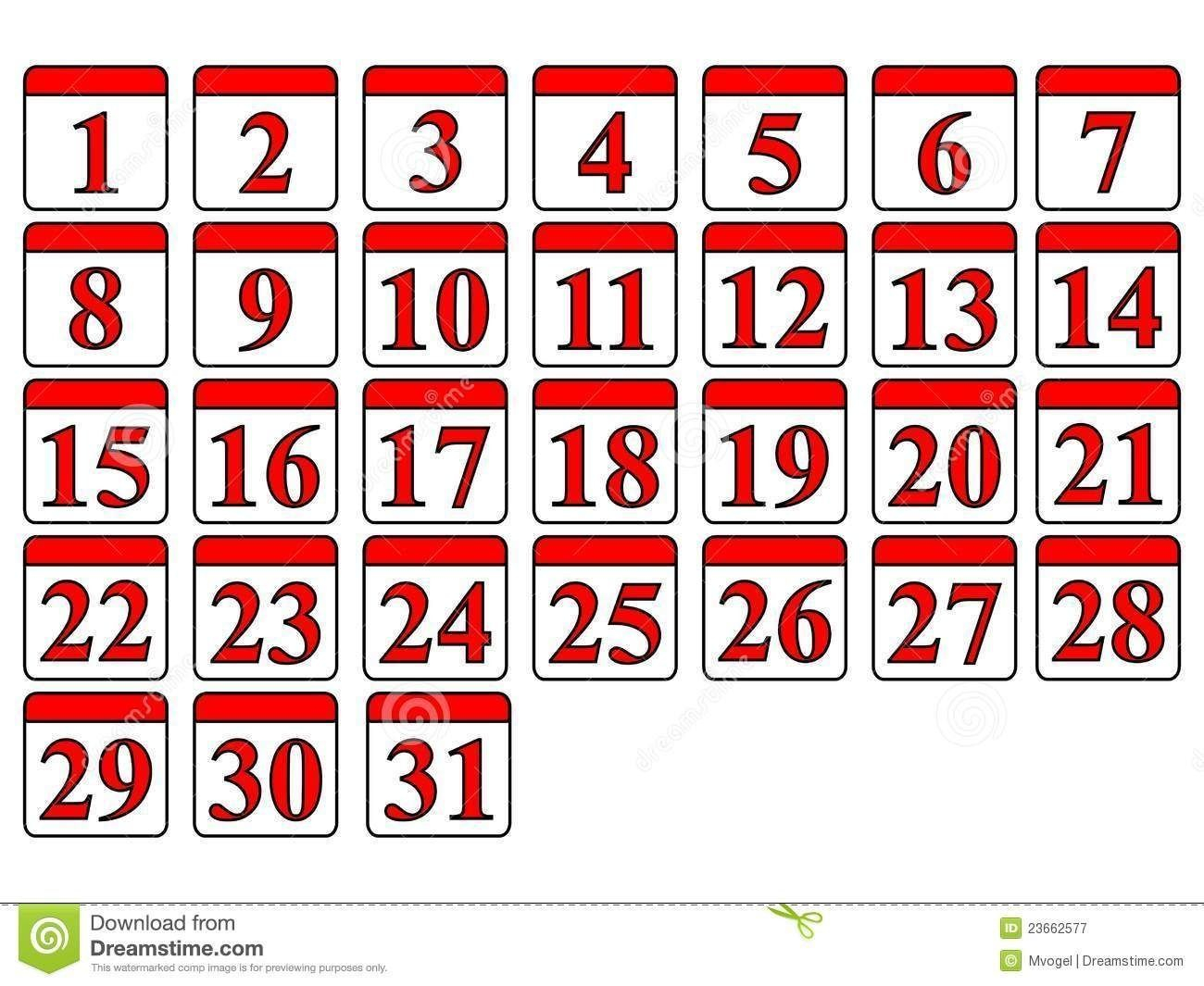 free printable calendar numbers 1 31 pdf calnda