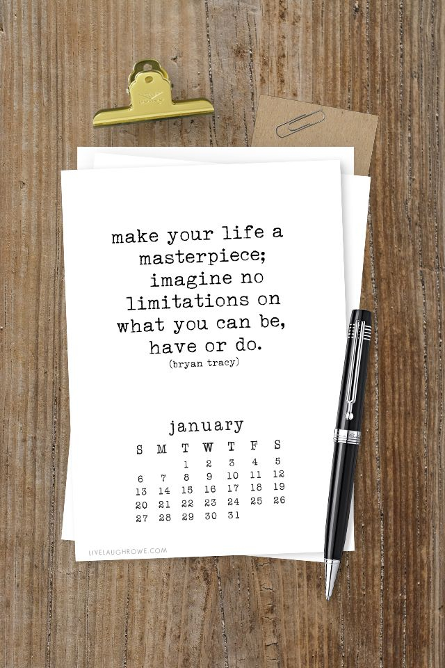 Free Printable Calendar With Inspirational Quotes That Are