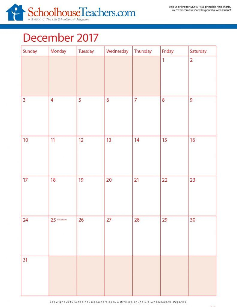 free printable calendars 2016/2017 schoolhouse teachers