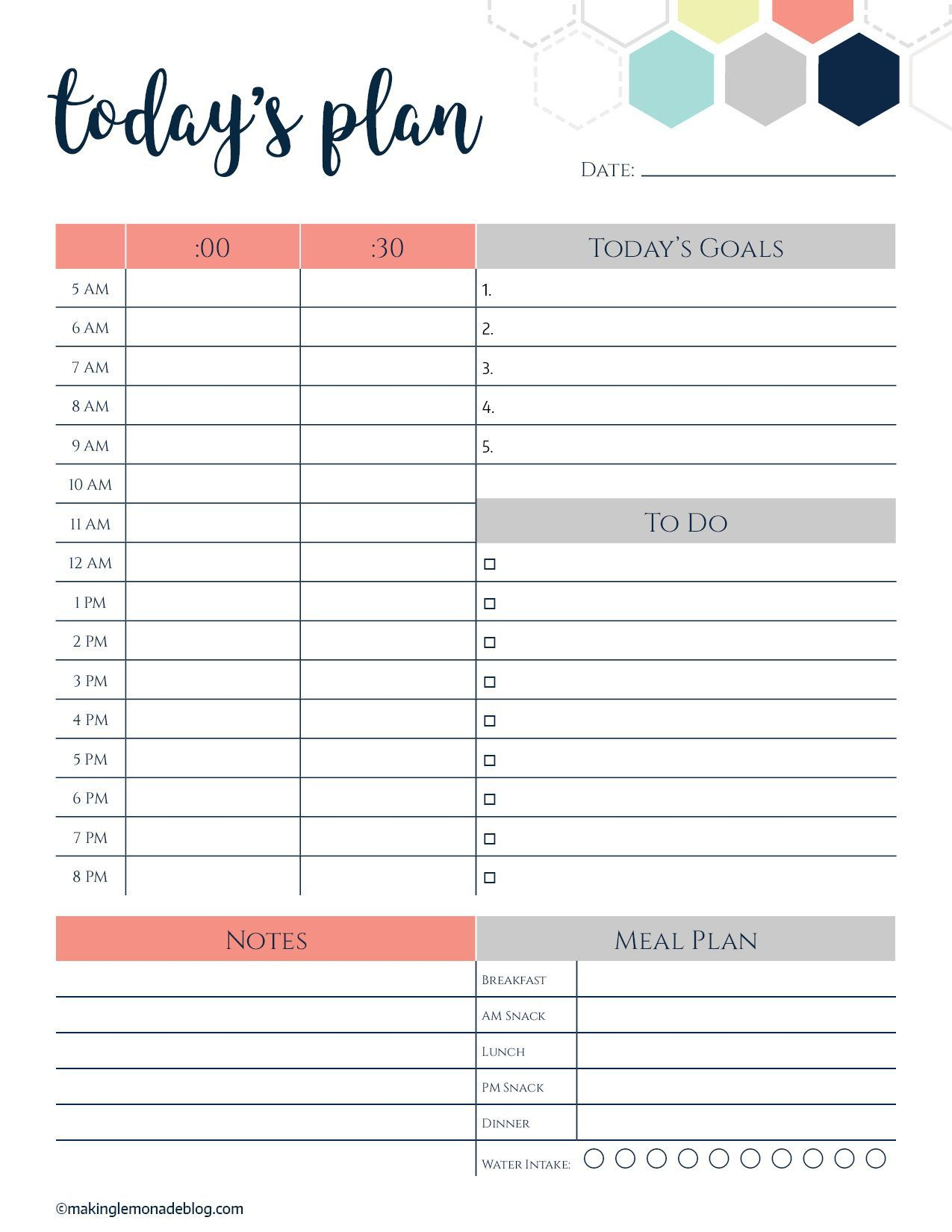 Free Printable Daily Planner 15 Minute Intervals
