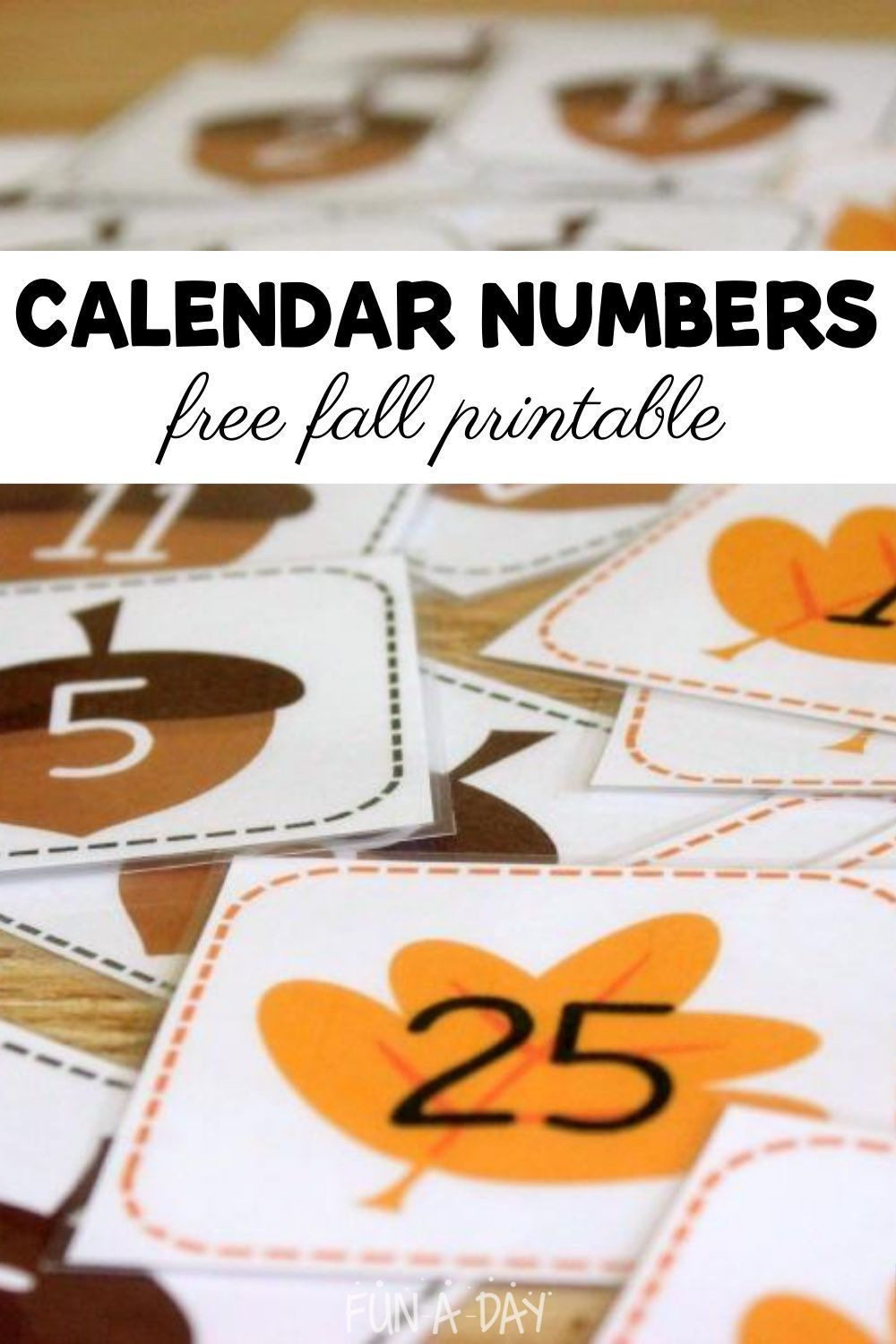 Free Printable Fall Calendar Numbers | Fun A Day! | Free