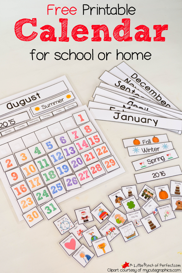 free printable interactive preschool calendar | free