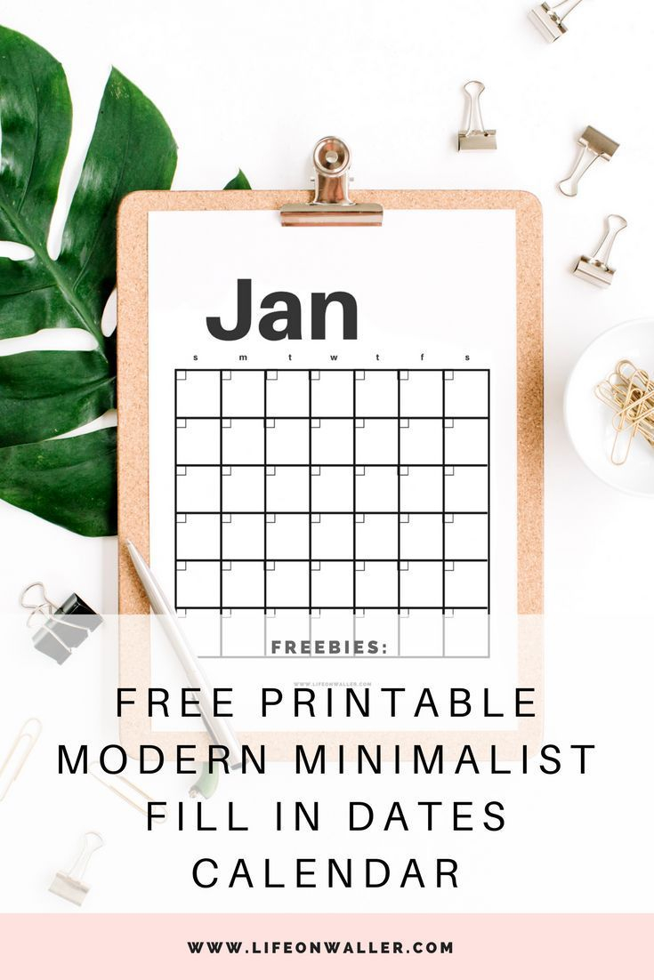free printable modern minimalist fill in calendar use
