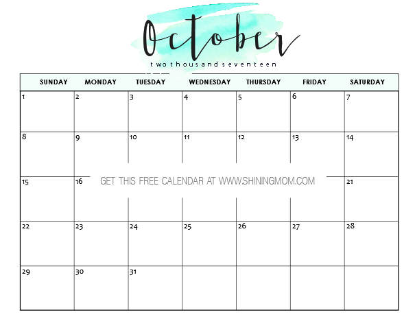 free printable october 2017 calendar: 12 awesome designs!