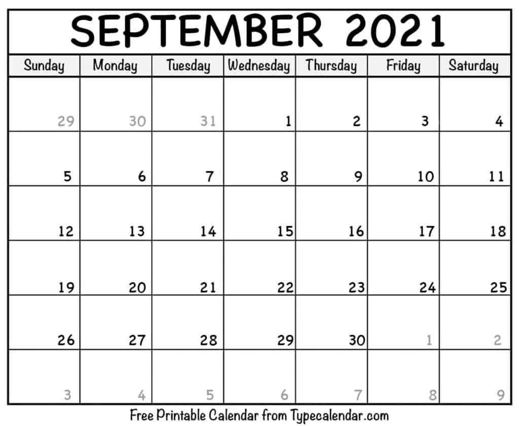 Free Printable September 2021 Calendars