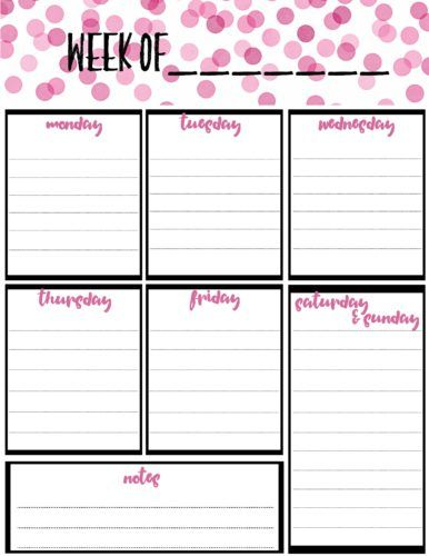 Free Weekly Calendar Planner Printable: Full And Half Size