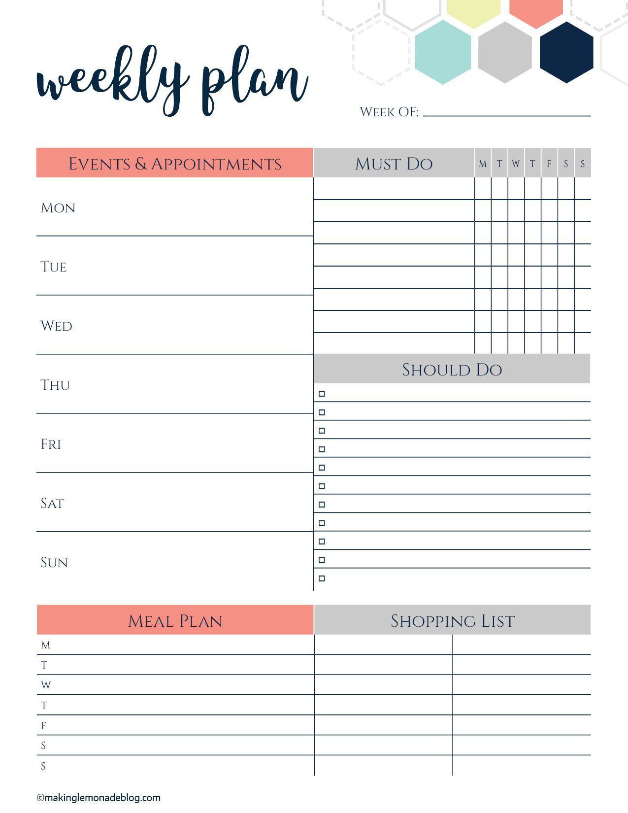 Free Weekly Planner Template Addictionary