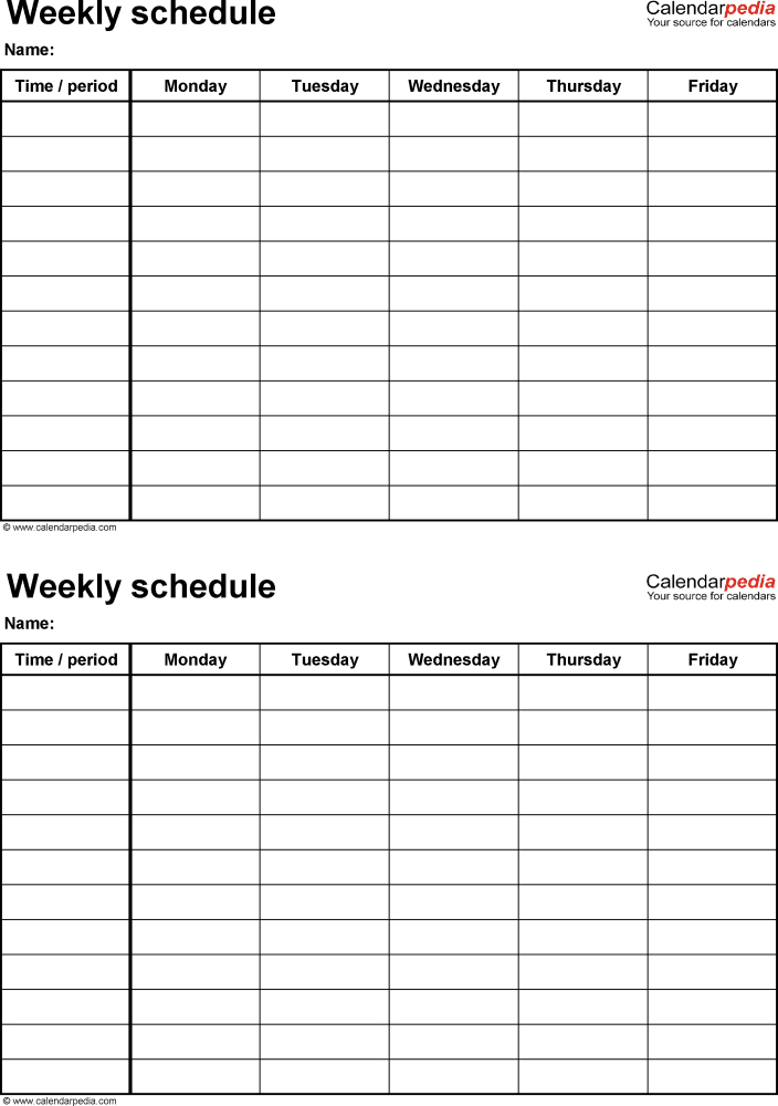 Free Weekly Schedule Templates For Pdf 18 Templates