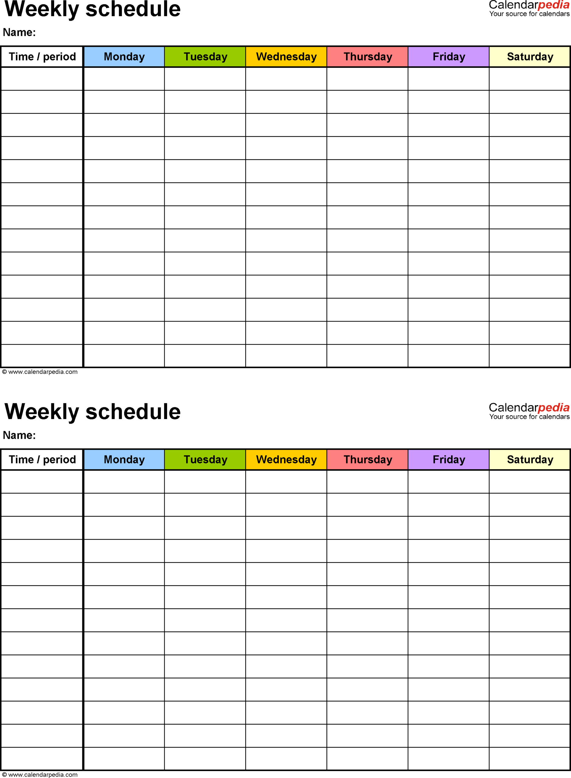 free weekly schedule templates for word 18 templates