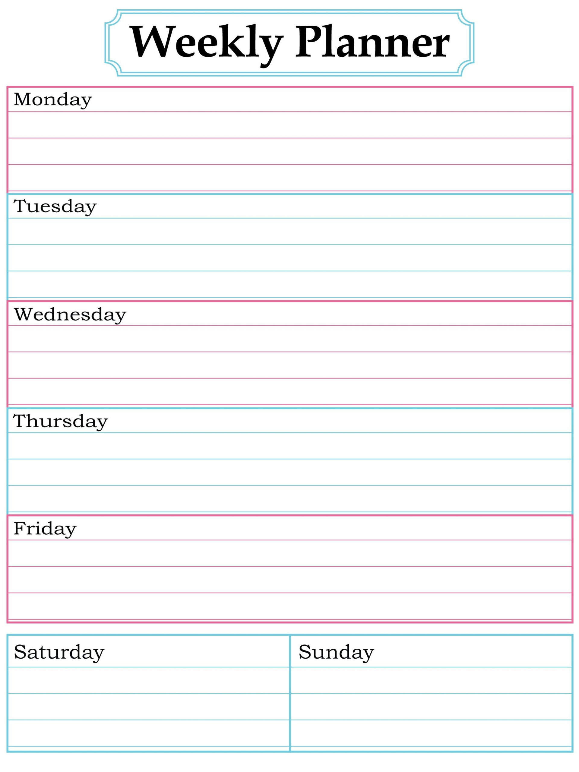 free weekly schedule tes for word and blank printable